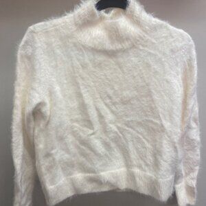 LOFT: White Fuzzy Knit Sweater